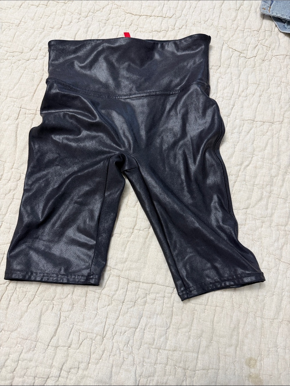 SPANX Shiny Black High-Waist Bike Shorts